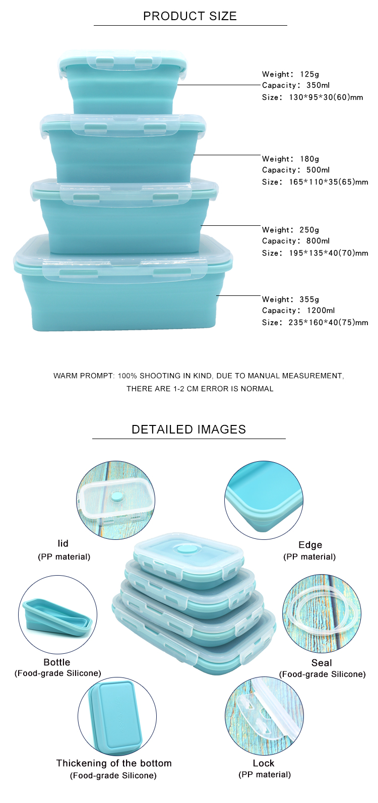 Leakproof Microwavable Portable Foldable Tiffin Box