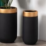 New Design Home Balcony Decorative Porcelain Luxury Planter Black Matte Ceramic