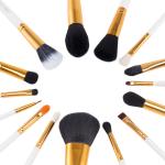 White Gold Jessup 15 Pcs Makeup Brush Set dense Handcrafted