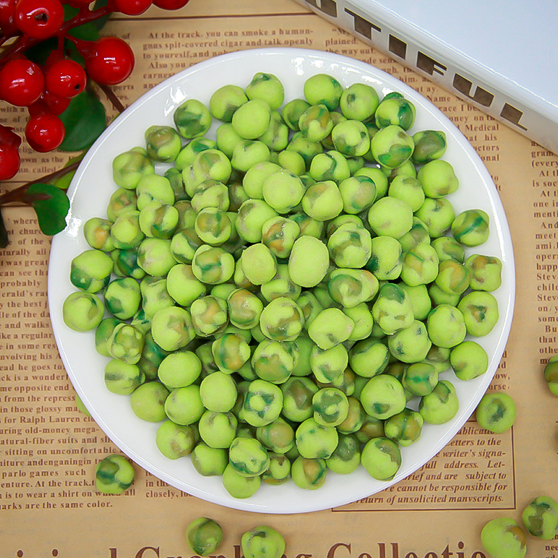 Mustard Flavor Green Pea Snack Salty Taste Wasabi Coated Peas