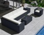 5 Seater Grey Rattan Corner Sofa Garden Sectional Patio Wicker Rattan Sofa
