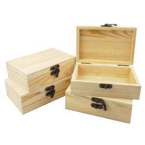 China FSC Unfinished Hinge Lidded Wooden Box Pine Wood Gift Box For Crafts factory
