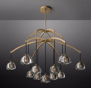 China Nickel / Brass / Bronze Art Deco Chandelier Vintage 20'10'' factory