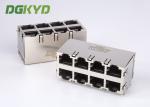 Customised 2X4 dual deck RJ45 multiple port connectors female 8 Port ethernet