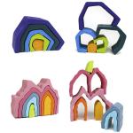 DIY Assembled 11.5cm Wooden Blocks Toys Montessori Block Set Stacked Balance