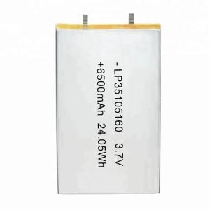 China Rechargeable Lp35105160 Lithium Polymer Battery Pack 6500mah 3.7v factory