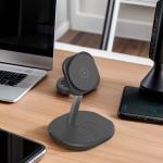 White 15W 3 In 1 Wireless Charging Station for Smart Watch and Earphone Connect