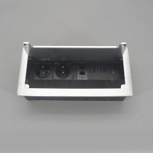 China Aluminum Alloy Plate Brush Cover Desktop Socket Hidden In Desk Table For Commercial factory