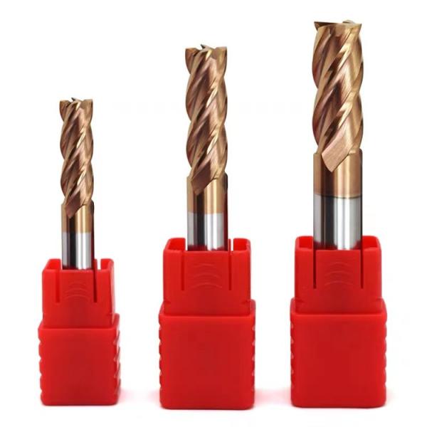 Bronze Coating Hrc45 Milling Cutters For Metal HSS 4 Flute End Mill High