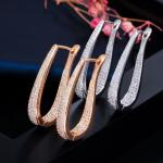 U shape Stud Earrings Women Luxury Shiny CZ Earring Fashion Contracted Wedding