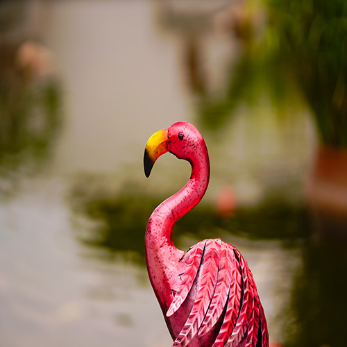 Outdoor Metal Pink Flamingo Yard Decor Animal Metal Flamingo Statue