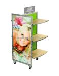4 - caster Retail Visual Merchandising Displays Wood Movable Floor Standing