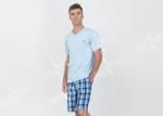 Super Soft Mens Luxury Sleepwear V Neck Short Sleeve Tee And Short Pants