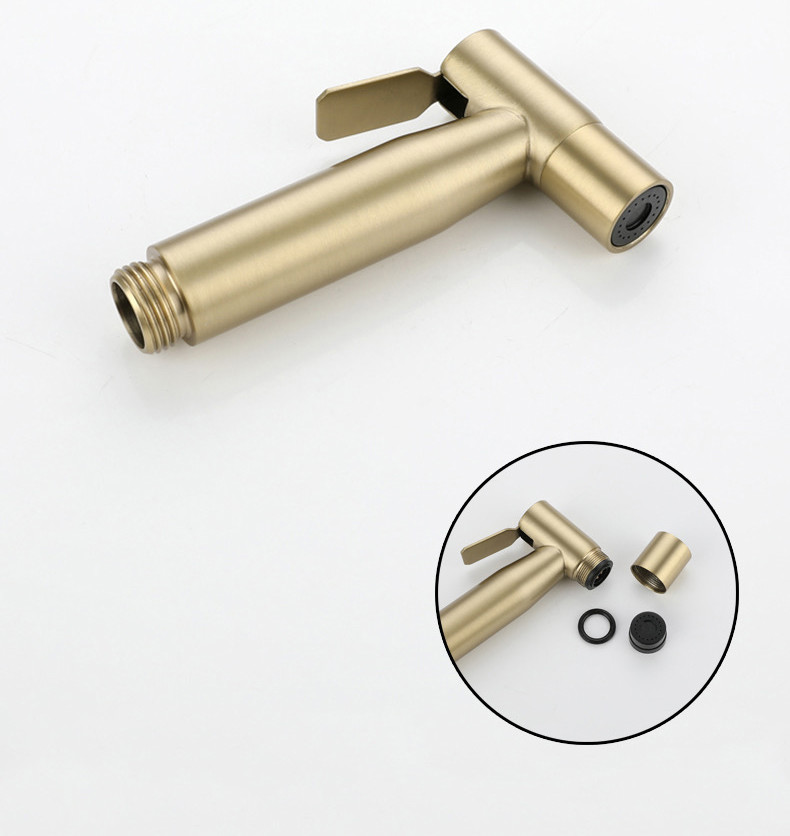 Modern Hotel Brushed Gold High Pressure Toilet Bidet Shattaf Wall Mounted