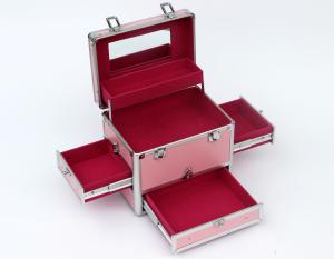 China Lockable Aluminium Cosmetic Case Pink Fireproof Panel 240 * 220 * 260mm factory