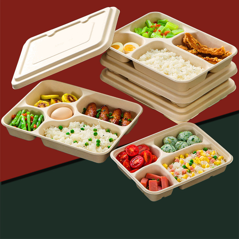 Bagasse Sugar Cane Fiber Compostable Paper Plate With Dividers