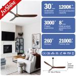 70 Inches 3 Solid Wood Ceiling Fan With Remote Control Quiet DC Motor