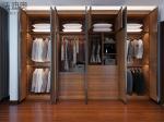 Traditional Chinese Elegance Dark Wood Effect Wardrobe With Glass Accents And