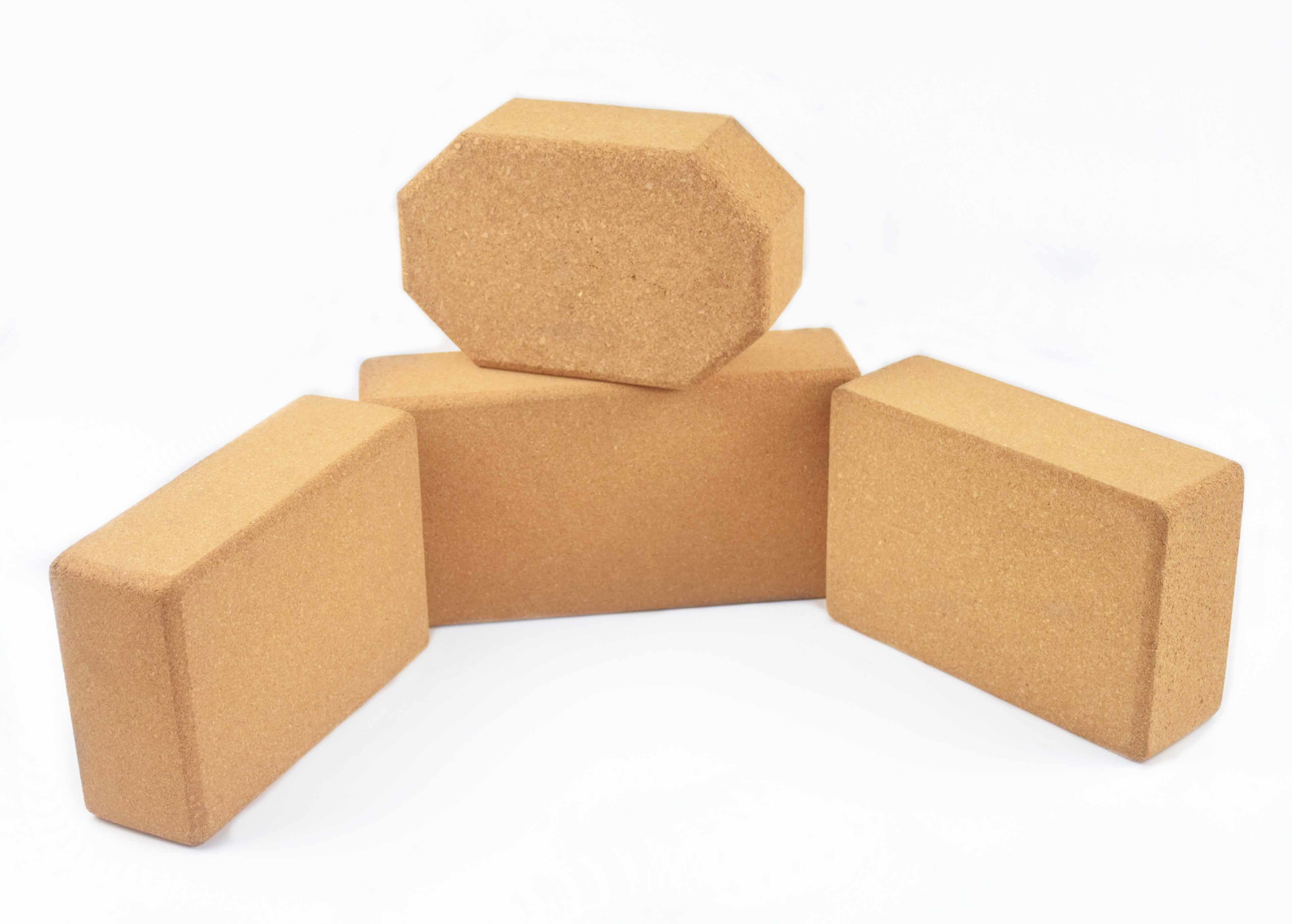 Non Slip Natural Cork Yoga Block Bricks For Gym 8.5" X 5.5" X 2.7"