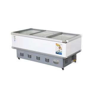 China Commercial Direct Cooling Glass Door Display Freezer Horizontal Island Cabinet factory