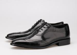 China Black Men Business Casual Shoes , Carved Oxfords Leather Lace Up Brogue Shoes factory