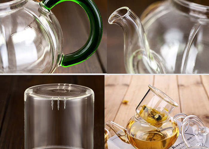 CE Standard Heat Resistant Glass Teapot / Clear Glass Tea Kettle