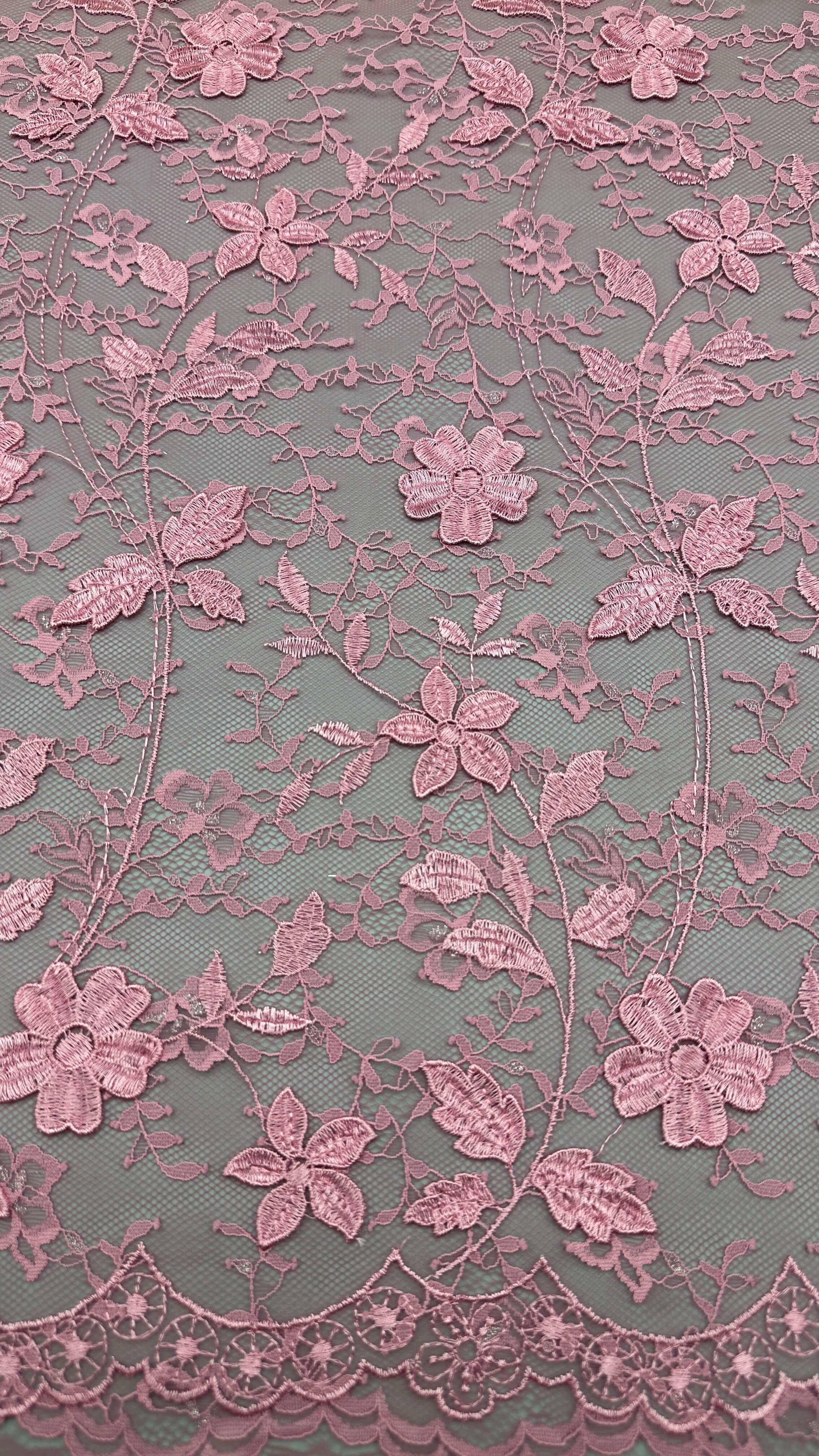 Leafy Flower Sequin Embroidery Lace Fabric For Wedding Garment