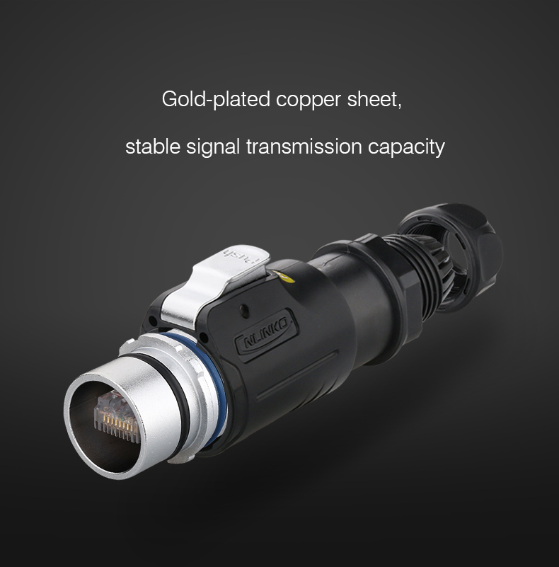 CNLINKO LP24 RJ45 Waterproof Connector Internet LED Display 8P8C Connector Network CAT5E IP68 RJ45 Adapter Plug and Socket