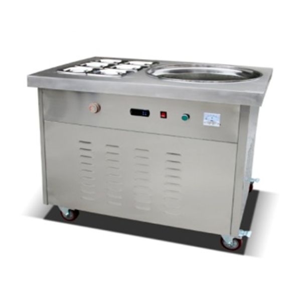 China 48cm Single Pot Fried Ice Cream Roll Machine With Universal Wheels / 6 Pans factory