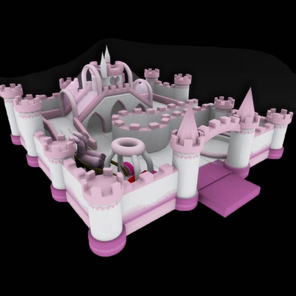 Customize Inflatable Bouncy House pink Inflatable Fun City Inflatable Bounce Castle with Slide for Kids for Sale