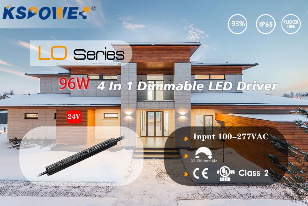 277V AC 24V 96W IP67 PWM Dimming LED Driver With Dimmer Switch Single Phase