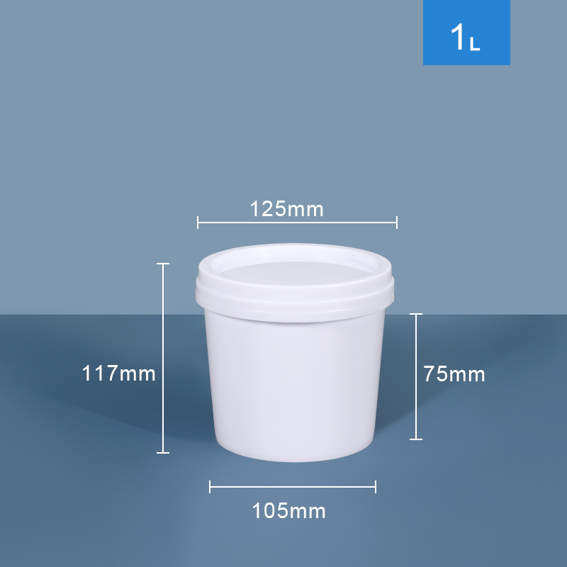 PP Plastic Bucket Iron Handle Lid for Home Food Grade Transparent White Container