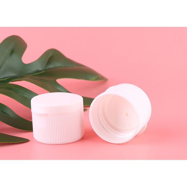 Plastic PP Flip Top Bottle Caps , 24 410 Custom Dispensing Cap Ribbed Surface
