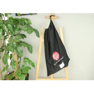 Black Single Drawstring Cotton Canvas Bag 28 x 35cm For Shopping Grocery