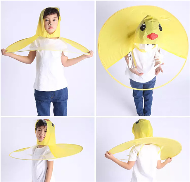 Little Childrens Rain Poncho , Yellow Duck Rain Umbrella Universal Gender