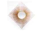 Round Mirrored Wall Art Gold Sunburst Square Metal Frame Modern Home Decoration