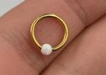 Hoop 18K Gold Nose Piercing With Natural Opal Inner Diameter 8-12mm