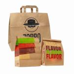 80gsm 90gsm Flat Handle Cookie Coffee Takeaway Brown Kraft Paper Food Bags For