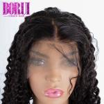 Natural Black Brazilian Human Wigs Deep Curly Lace Front Wig With Baby Hair