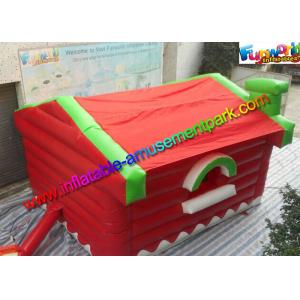 Customized Inflatable Christmas Decorations , PVC Inflatable Santa Grotto House