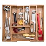 No Plastic Bamboo Kitchen Supplies Utensil Flatware Organizer For Narrow Drawers