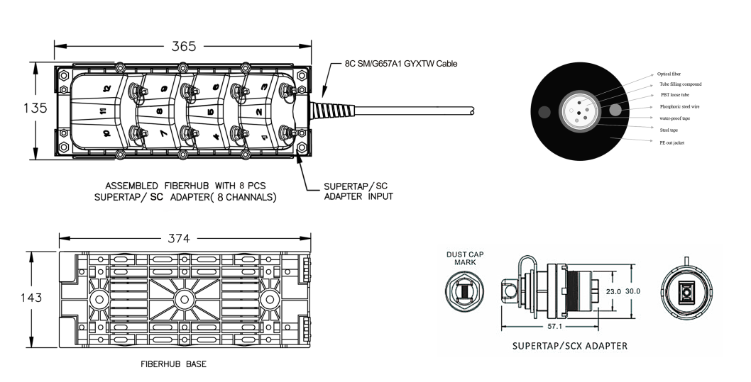 8 Port FTTX Joint Closure 48 Fibre Fiber Splice Case Assembled With ODVA