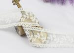 Scalloped Floral Embroidery Cotton Nylon Lace Trim For Ivory Lace Wedding Dress