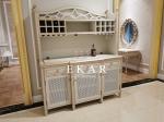 Gray Antique Design Dining Room Sideboard Carved Wooden Cupboard
