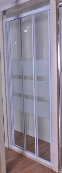 Custom Glass Shower Door , 3Pcs Shower Sliding Glass Doors With White Painted
