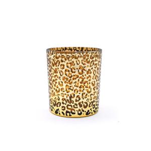 China SGS Frosted Nordic Leopard Print Glass Candle Holder factory