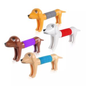 China Stress Relief Sound Pop Tube Fidget Toy Flexible Sensory Stretch Spring Dog factory