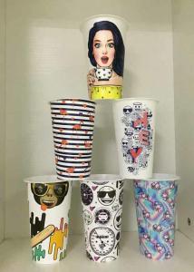 China Promotional Plastic water IML Cups , Custom Printing in mould label cup for juice factory