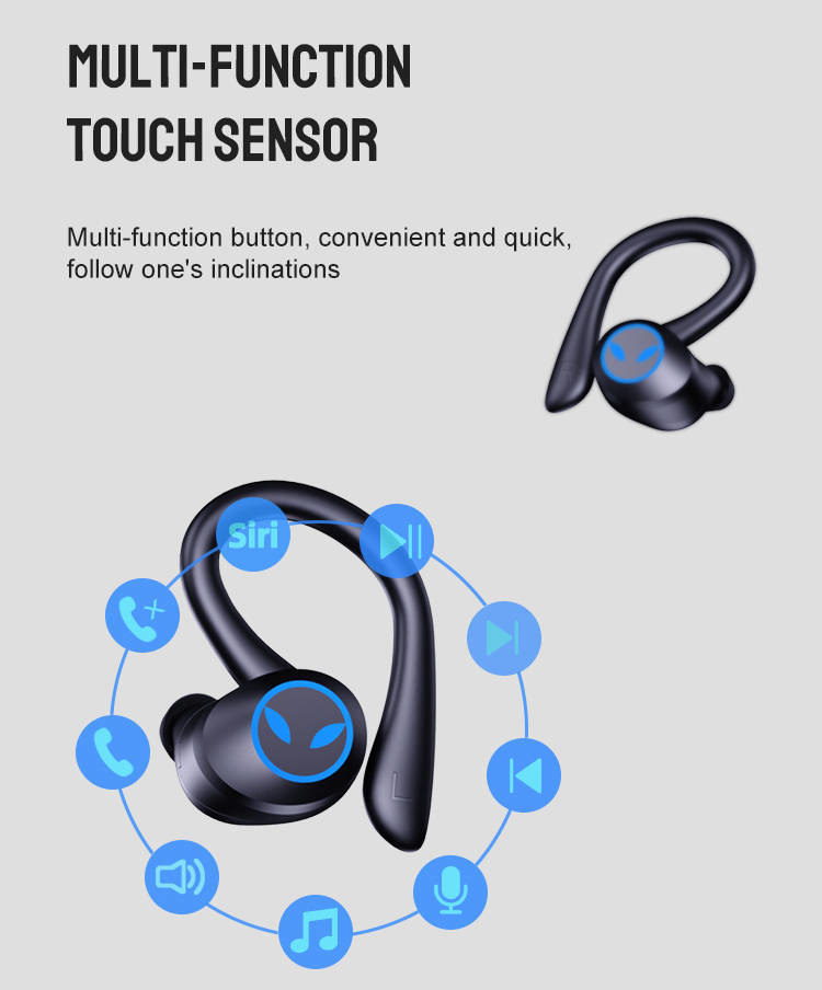 HIFI Lossless Sound Wireless Waterproof Earbuds With Ear Hooks 10mm Speaker