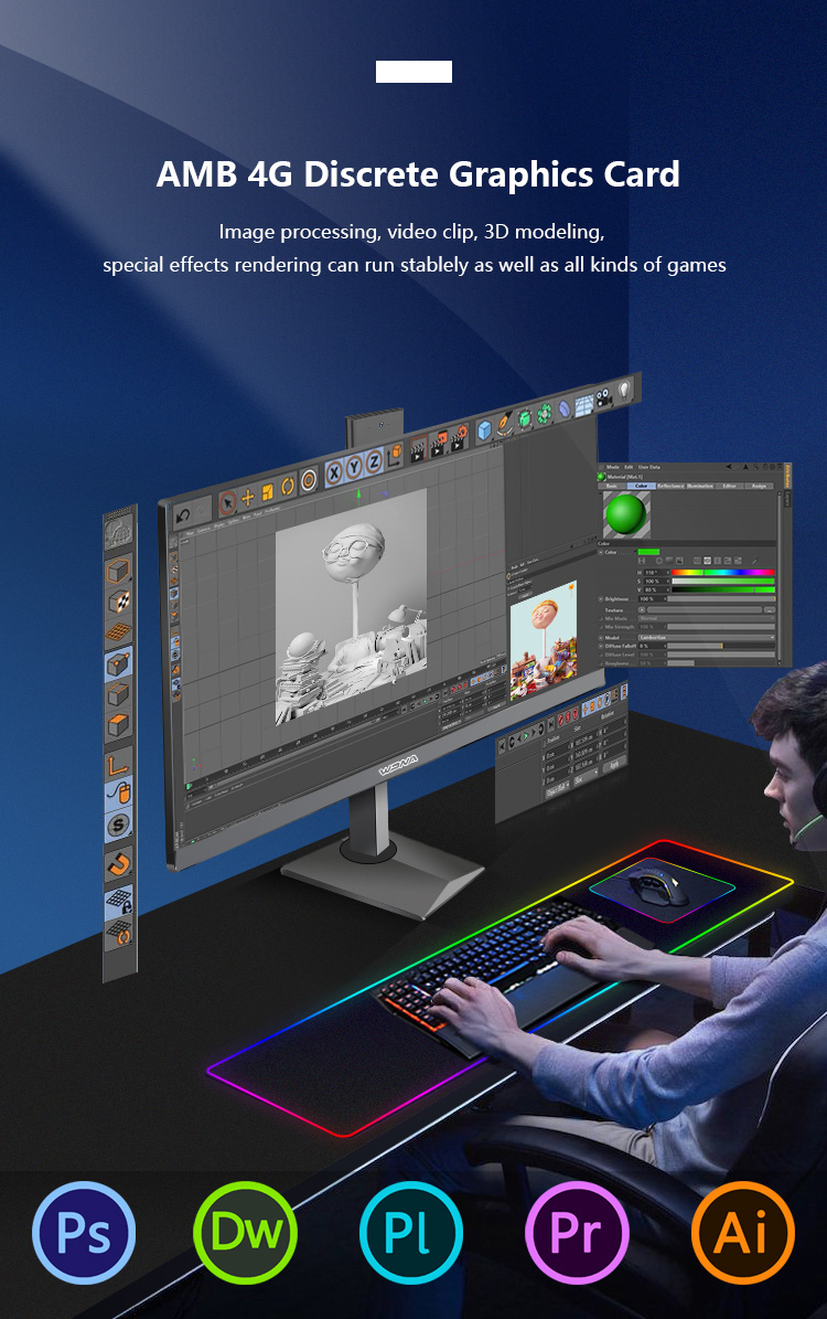 School Office Desktop Computer 27 inch Core i7 All-in-One Gaming PC with Built-in Table
